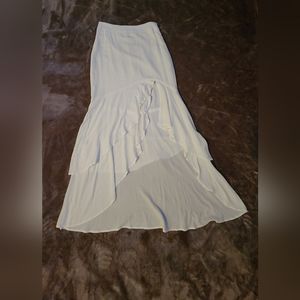 Express White White Midi Skirt with Slit